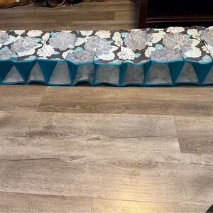 Floral Teal and Gray Collapsible Shoe Organizer